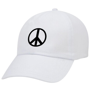Peace, Καπέλο Baseball Λευκό (5-φύλλο, unisex)
