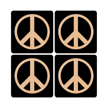 Peace, ΣΕΤ x4 Σουβέρ ξύλινα τετράγωνα plywood (9cm)