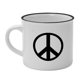 Peace, Κούπα κεραμική vintage Λευκή/Μαύρη 230ml