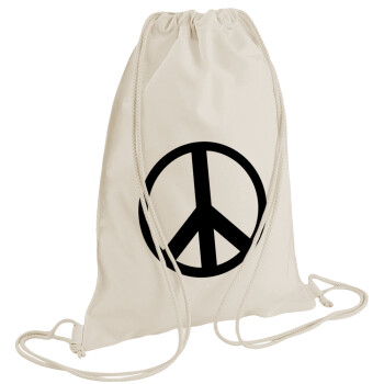 Peace, Τσάντα πλάτης πουγκί GYMBAG natural (28x40cm)