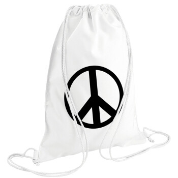 Peace, Τσάντα πλάτης πουγκί GYMBAG λευκή (28x40cm)