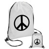 Peace, Τσάντα πουγκί με μαύρα κορδόνια 45χ35cm (1 τεμάχιο)