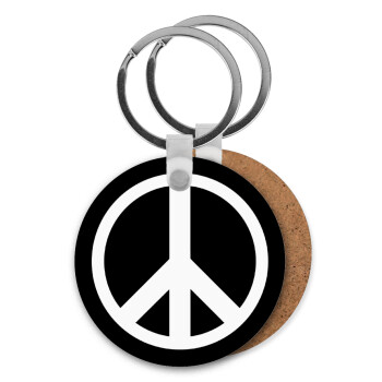 Peace, Μπρελόκ Ξύλινο στρογγυλό MDF Φ5cm