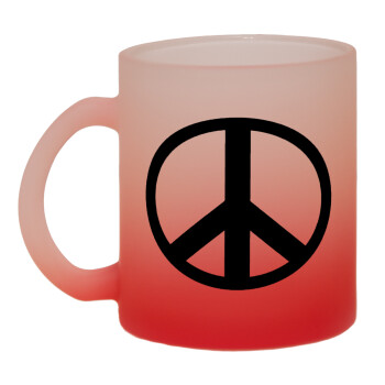Peace, Κούπα γυάλινη δίχρωμη με βάση το κόκκινο ματ, 330ml