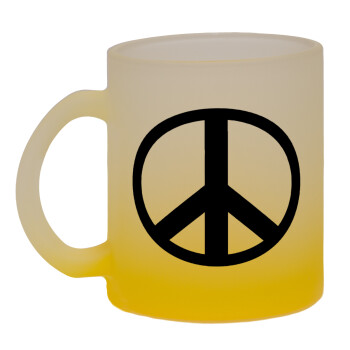 Peace, Κούπα γυάλινη δίχρωμη με βάση το κίτρινο ματ, 330ml