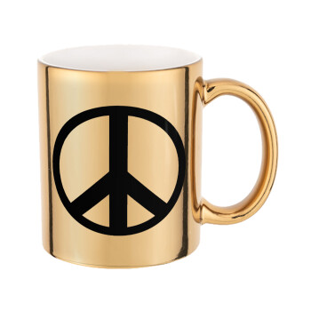 Peace, Mug ceramic, gold mirror, 330ml