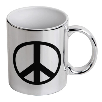 Peace, Mug ceramic, silver mirror, 330ml