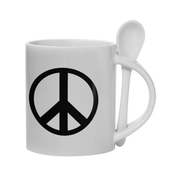 Peace, Κούπα, κεραμική με κουταλάκι, 330ml (1 τεμάχιο)