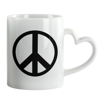 Peace, Mug heart handle, ceramic, 330ml
