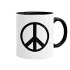 Peace, Κούπα χρωματιστή μαύρη, κεραμική, 330ml