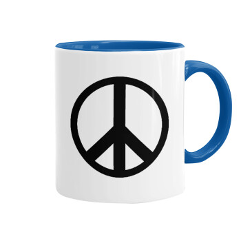 Peace, Κούπα χρωματιστή μπλε, κεραμική, 330ml