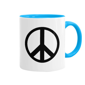 Peace, Κούπα χρωματιστή γαλάζια, κεραμική, 330ml