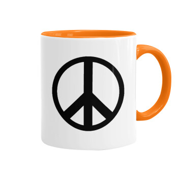 Peace, Κούπα χρωματιστή πορτοκαλί, κεραμική, 330ml