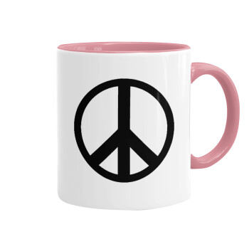 Peace, Κούπα χρωματιστή ροζ, κεραμική, 330ml