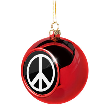 Peace, Χριστουγεννιάτικη μπάλα δένδρου Κόκκινη 8cm