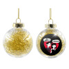 Στολίδι Χριστουγεννιάτικη μπάλα δένδρου διάφανη με χρυσό γέμισμα 8cm