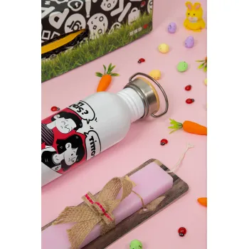 Τι έχεις? Τίποτα!, Πασχαλινή Λαμπάδα με παγούρι μεταλλικό (620ml, stainless steel) & κερί αρωματικό πλακέ (30cm) (ΡΟΖ)