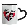 Mug heart black handle, ceramic, 330ml