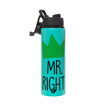 Mr right, Metallic water bottle with safety lid, 850ml aluminum
