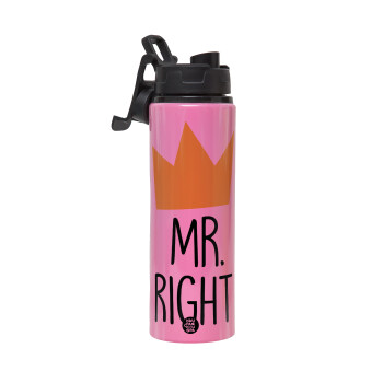 Mr right, Metallic water bottle with safety lid, 850ml aluminum