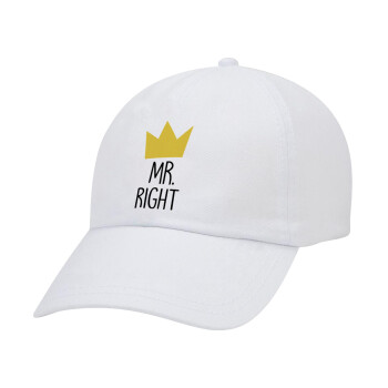 Mr right, Καπέλο ενηλίκων Jockey Λευκό (snapback, 5-φύλλο, unisex)