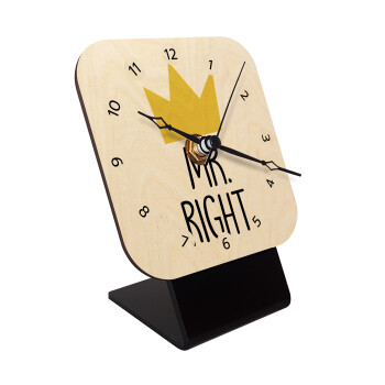 Mr right, Quartz Table clock in natural wood (10cm)