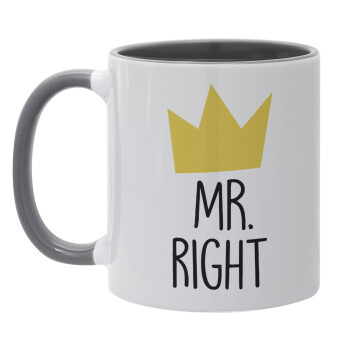 Mr right, Mug colored grey, ceramic, 330ml
