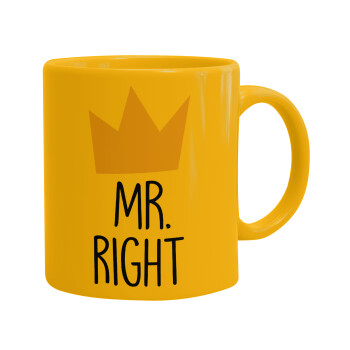 Mr right, Ceramic coffee mug yellow, 330ml (1pcs)