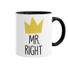 Mr right, Mug colored black, ceramic, 330ml