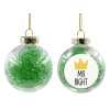Στολίδι Χριστουγεννιάτικη μπάλα δένδρου διάφανη με πράσινο γέμισμα 8cm