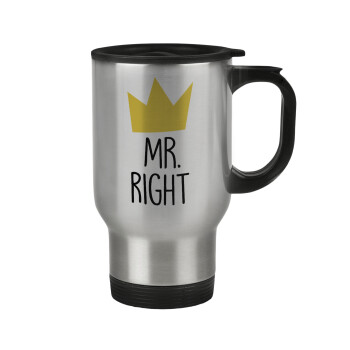 Mr right, Stainless steel travel mug with lid, double wall 450ml