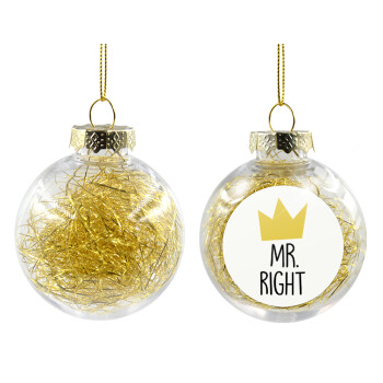 Mr right, Χριστουγεννιάτικη μπάλα δένδρου διάφανη με χρυσό γέμισμα 8cm