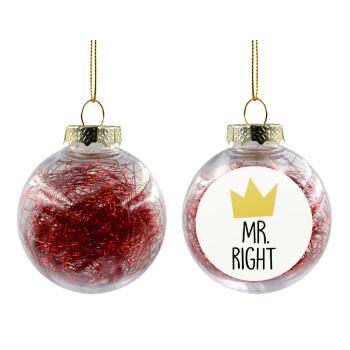 Mr right, Χριστουγεννιάτικη μπάλα δένδρου διάφανη με κόκκινο γέμισμα 8cm