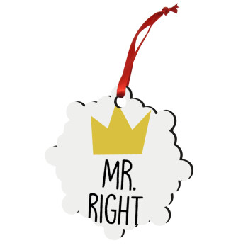 Mr right, Christmas ornament snowflake wooden 7.5cm