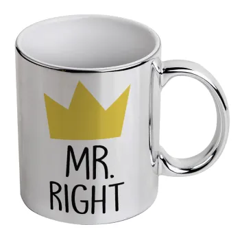 Mr right, Κούπα κεραμική, ασημένια καθρέπτης, 330ml