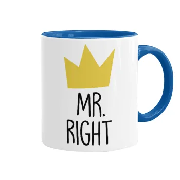 Mr right, Mug colored blue, ceramic, 330ml