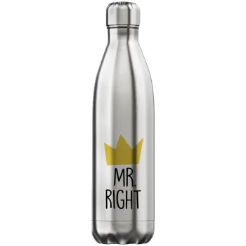 Mr right, Μεταλλικό παγούρι θερμός Inox (Stainless steel), διπλού τοιχώματος, 750ml