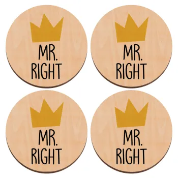 Mr right, ΣΕΤ x4 Σουβέρ ξύλινα στρογγυλά plywood (9cm)