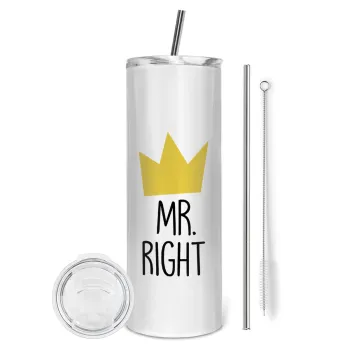 Mr right, Tumbler stainless steel 600ml, with metal straw & cleaning brush