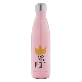 Mr right, Metal mug thermos Pink Iridiscent (Stainless steel), double wall, 500ml