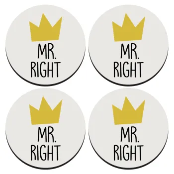 Mr right, ΣΕΤ 4 Σουβέρ ξύλινα στρογγυλά (9cm)