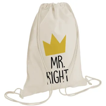Mr right, Τσάντα πλάτης πουγκί GYMBAG natural (28x40cm)