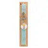 Easter Set, wooden keychain & aromatic flat Easter candle (30cm) (TURQUOISE)