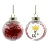 Transparent Christmas tree ball ornament with red filling 8cm