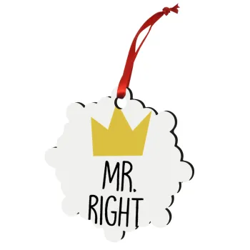 Mr right, Christmas ornament snowflake wooden 7.5cm