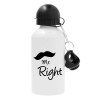 Mr right Mustache, Metal water bottle, White, aluminum 500ml