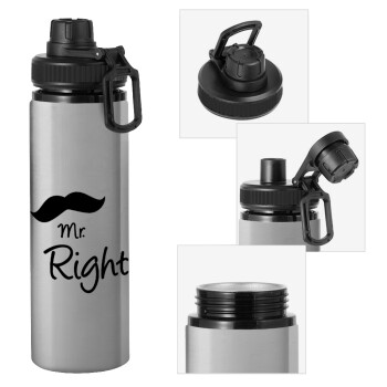 Mr right Mustache, Μεταλλικό παγούρι νερού με καπάκι ασφαλείας, αλουμινίου 850ml