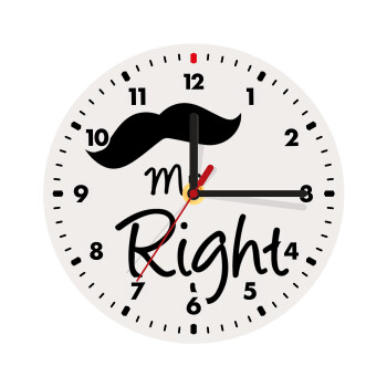 Mr right Mustache, Wooden wall clock (20cm)