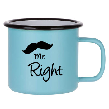 Mr right Mustache, Κούπα Μεταλλική εμαγιέ ΜΑΤ σιέλ 360ml