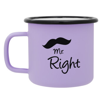 Mr right Mustache, Κούπα Μεταλλική εμαγιέ ΜΑΤ Light Pastel Purple 360ml